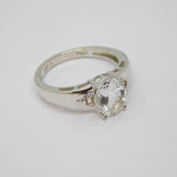Sterling Silver Oval White Topaz Dress Ring Vintage c1970 Size N 1/2