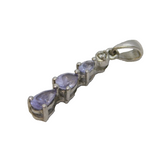 Sterling Silver Tanzanite & Spinel Set Drop Charm Pendant Vintage c1970s