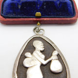 Large Victorian Sterling Silver Mounted African Fertility Pendant c1900 Antique