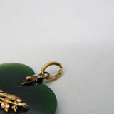 19th Century New Zealand 9ct Gold & Nephrite Jade Fern Heart Pendant Antique