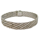 Sterling Silver Woven Effect Textured Box Clasp Bracelet Contemporary c1990