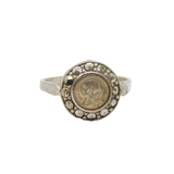 Sterling Silver Marcasite Religious Interest Souvenir Ring Antique c1930 Size H