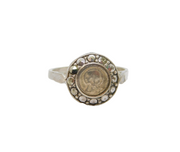 Sterling Silver Marcasite Religious Interest Souvenir Ring Antique c1930 Size H