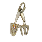 Sterling Silver Trowel & Fork Gardening Interest Charm Pendant Vintage c1970