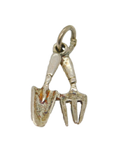 Sterling Silver Trowel & Fork Gardening Interest Charm Pendant Vintage c1970
