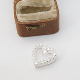 Sterling Silver Paste Set Heart Drop Charm Pendant Vintage c1970