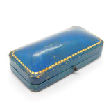 Victorian Blue Tooled Leather Jewellery Brooch Box Antique c1890s