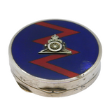 Sterling Silver & Enamel Royal Artillery Makeup Compact Antique 1931 Birmingham