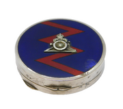 Sterling Silver & Enamel Royal Artillery Makeup Compact Antique 1931 Birmingham