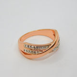 Rose-Gold On Sterling Silver CZ Crossover Dress Ring Vintage c2000 Size N 1/2