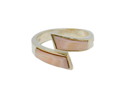 Sterling Silver Pink Shell Chunky Crossover Band Ring Vintage c1970 Size N