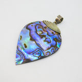 Sterling Silver Large Colourful Natural Shell Peardrop Pendant Modern c1990s