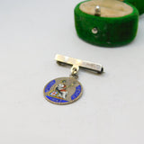Victorian Sterling Silver Enamel Love Token Groat Coin Brooch Antique 1843