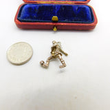 Sterling Silver Striding Footballer Charm Pendant Vintage c1970