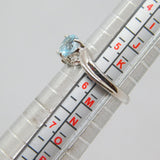 Sterling Silver Sapphire Heart & Diamond Dress Ring Vintage c1970 Size L