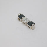 Sterling Silver Black & Clear Paste Set Stick Drop Pendant Vintage c1970