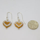 Pair of Sterling Silver Czech Glass Hearts Hook Drop Earrings Contemporary c2015