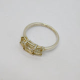 Sterling Silver Three Stone Champagne Sapphire Dress Ring Vintage c1990 Size U