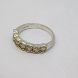 Sterling Silver 7 Stone CZ Half Eternity Band Ring Vintage c1970 Size K