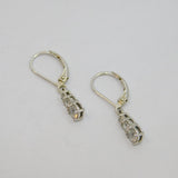 Pair of Sterling Silver Graduating Triple CZ Leverback Earrings Vintage c2000