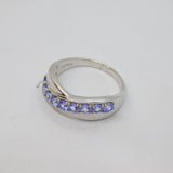 Sterling Silver 9 Tanzanite Cross Over Modernist Ring Vintage c1990 Size R 1/2