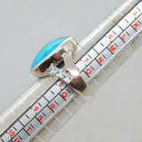 Sterling Silver Turquoise & Blue Topaz Statement Band Ring Vintage c1990 Size P