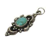 Sterling Silver Turquoise Set Drop Charm Pendant Vintage c1970s