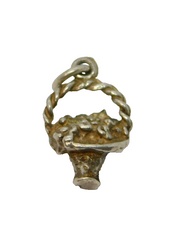 Sterling Silver Flower Basket Charm Pendant Vintage c1970