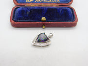 Sterling Silver Colourful Glass Heart Charm Pendant Vintage c1970