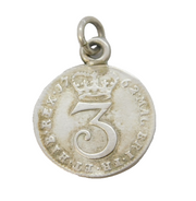 George III Sterling Silver Maundy Threepence Coin Charm Antique 1762