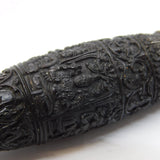 19th Century Indian Sterling Silver Carved Wooden Needle Case Antique c1860s