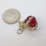 Sterling Silver Eagle Holding Glass Ball Charm Pendant Vintage c1970