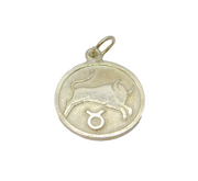 Sterling Silver Taurus The Bull Horoscope Symbol Charm Pendant Vintage c1970