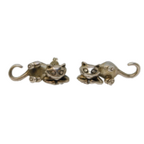 Pair of Studio Sterling Silver Articulated Cat Stud Earrings Vintage c1970s
