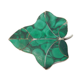 19th Century Scottish Sterling Silver Malachite Set Leaf Brooch Antique c1860s
