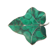 19th Century Scottish Sterling Silver Malachite Set Leaf Brooch Antique c1860s
