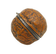 20th Century Silver Plated Walnut Form Trinket Box Antique c1920s Art Deco