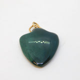 Victorian 9ct Gold Mounted Carved Green Agate Shield Pendant Antique c1860