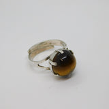 Sterling Silver Cabochon Tiger's Eye Adjustable Ring Vintage c1970 Size M