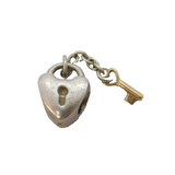 Sterling Silver Gold Key & Heart Lock Charm Pendant Vintage c1970s