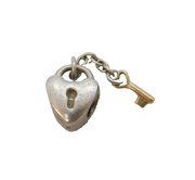 Sterling Silver Gold Key & Heart Lock Charm Pendant Vintage c1970s