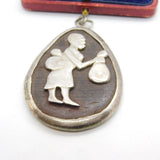 Large Victorian Sterling Silver Mounted African Fertility Pendant c1900 Antique