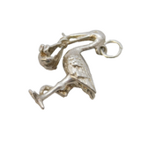 Sterling Silver Stork & Baby Charm Pendant Vintage c1970s