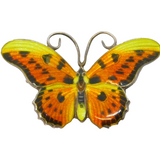Sterling Silver & Colourful Enamel Butterfly Brooch Pin Antique c1940 Art Deco
