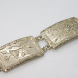 Sterling Silver Floral Pattern Panel Bracelet Antique 1945 London Art Deco