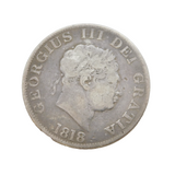 King George III Sterling Silver Small Head Half Crown Coin Antique 1818 Fair