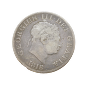 King George III Sterling Silver Small Head Half Crown Coin Antique 1818 Fair