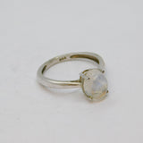 Sterling Silver Cabochon Moonstone Solitaire Dress Ring Modern c1990 Size I 1/2