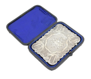 Victorian Boxed Sterling Silver Floral Pattern Card Case Antique 1870 Birmingham