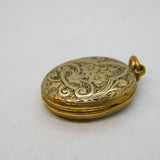 Victorian Rolled Gold Floral Pattern Sweetheart Locket Pendant Antique
